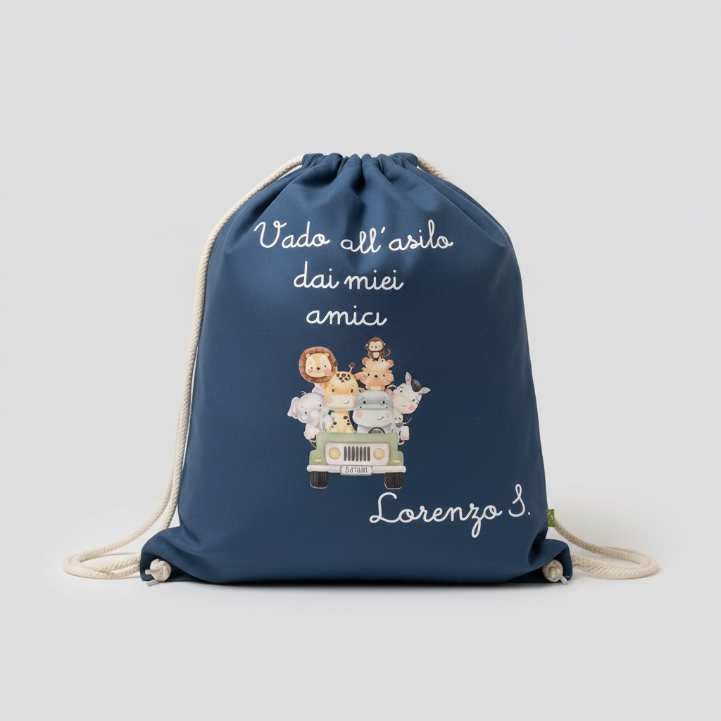 Zaino in cotone pesante Vado All'asilo dai miei amici - Be Brave Boutique