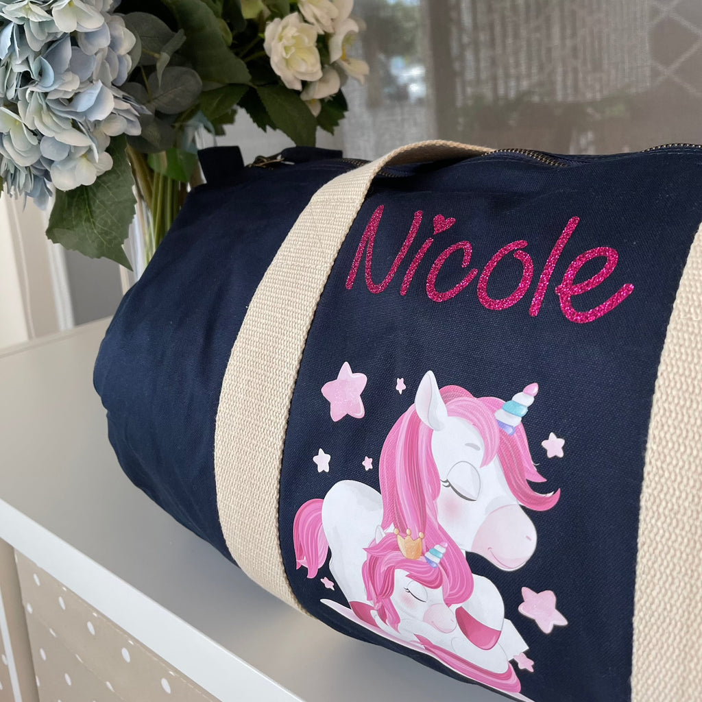 Borsone in cotone canvas personalizzato Unicorno Mamma e Baby - Be Brave Boutique