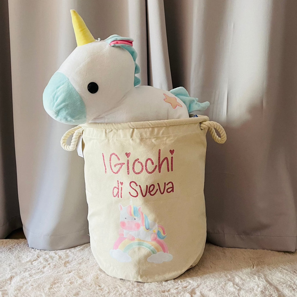 Cesta Porta giochi personalizzata Unicorno - Be Brave Boutique