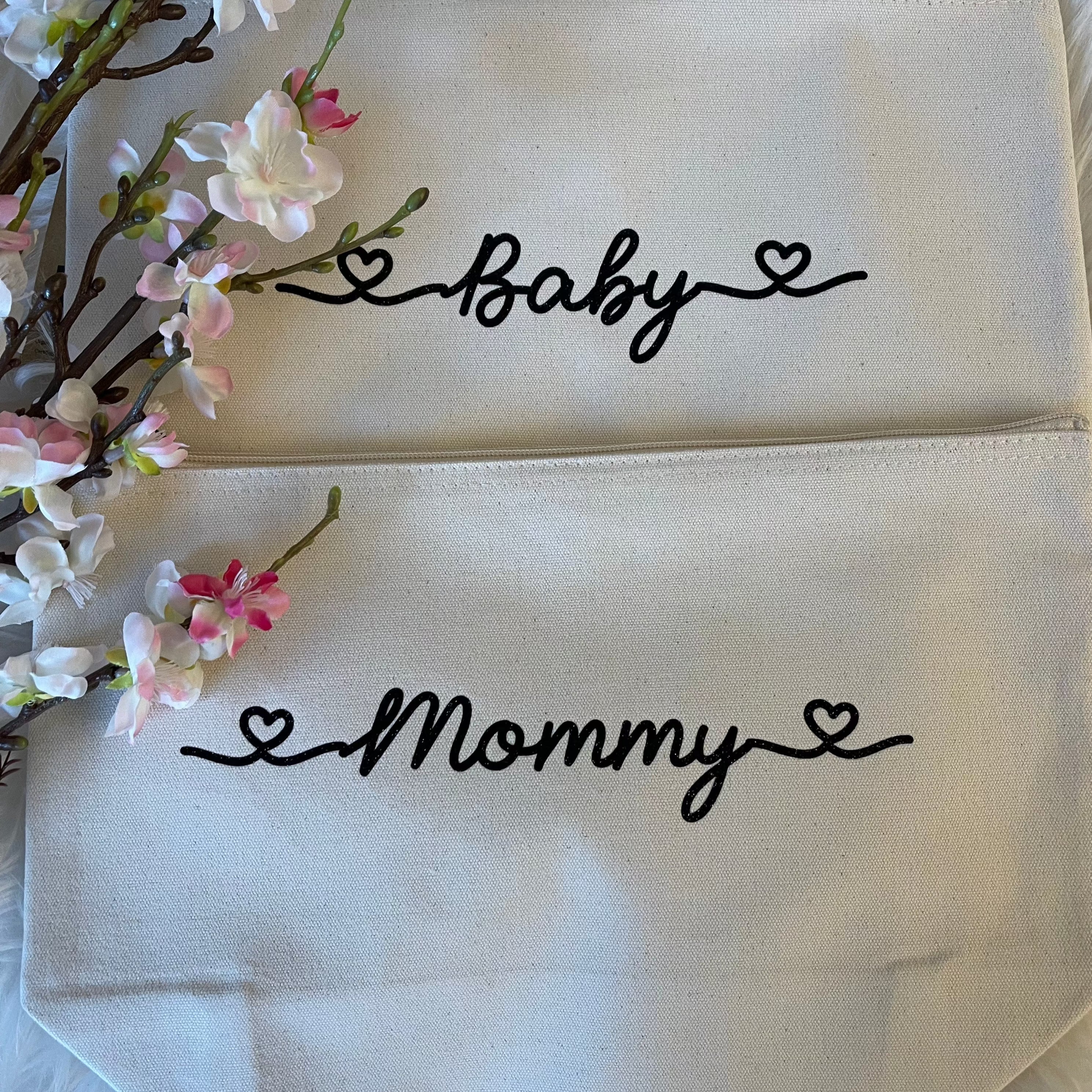 Set pochette Mommy e Baby glitter nero