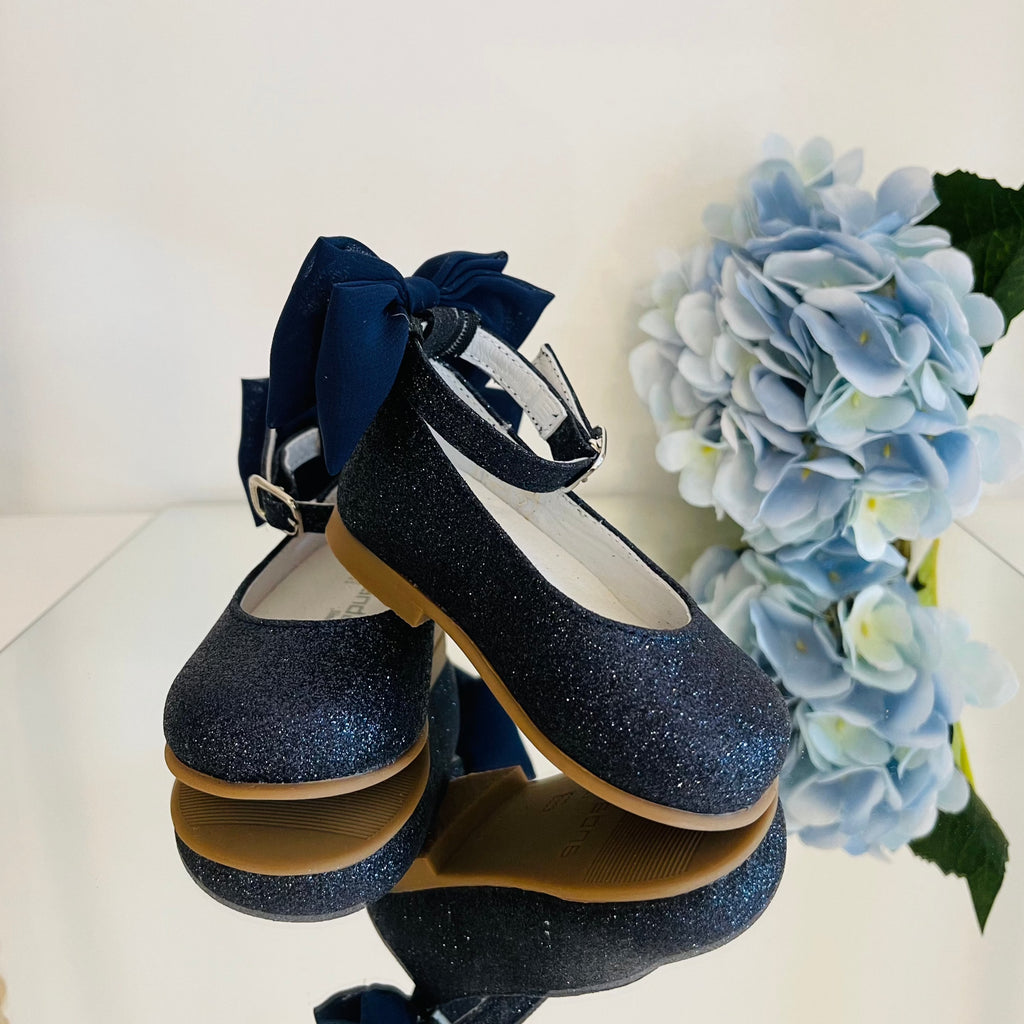 ANDANINES Ballerina con fiocco Blu navy glitter - Be Brave Boutique