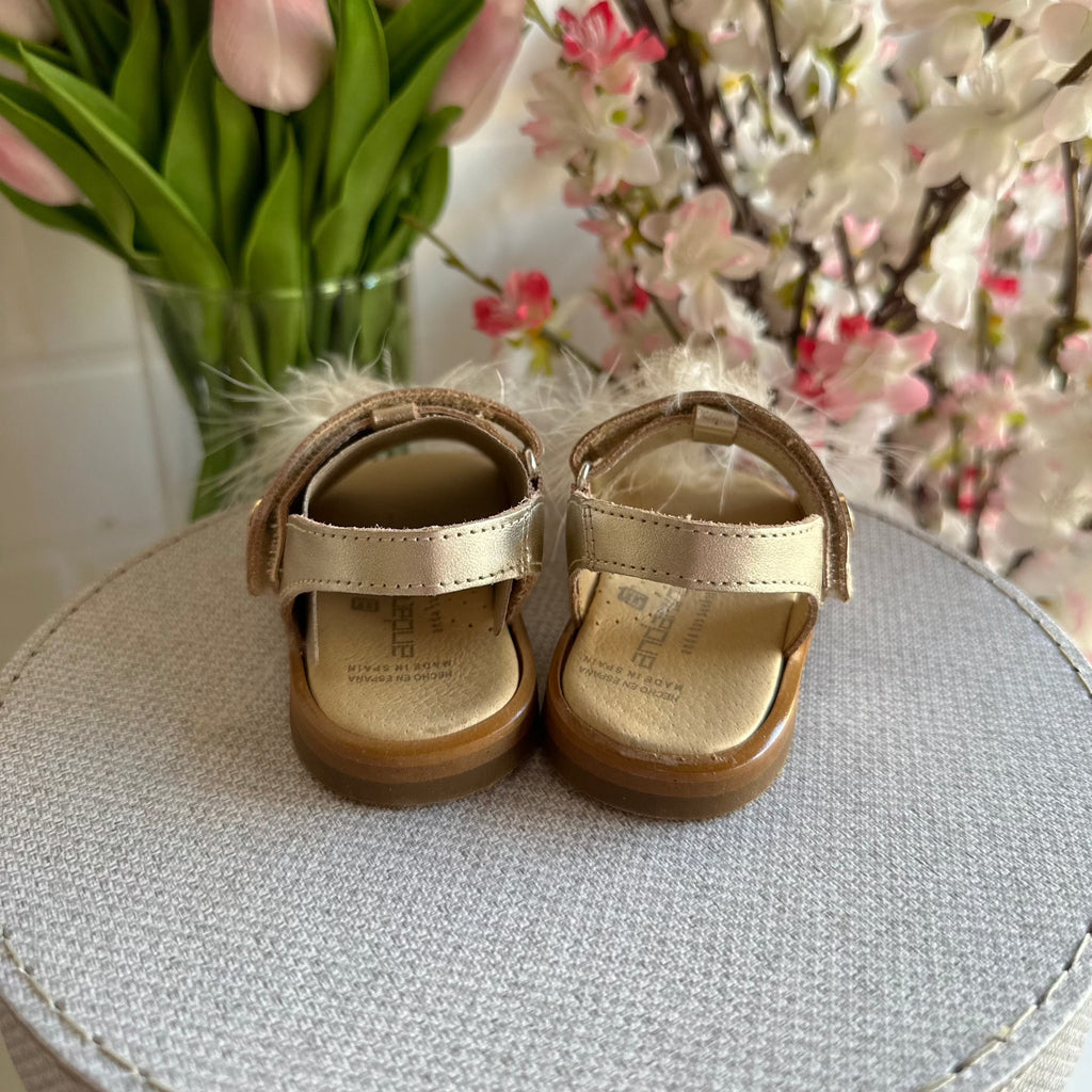 ANDANINES sandali eleganti  Oro con piume e plantare anatomico - Be Brave Boutique