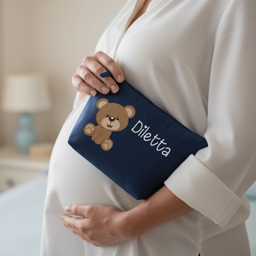 Pochette in cotone organico personalizzabile Orsetto - Be Brave Boutique
