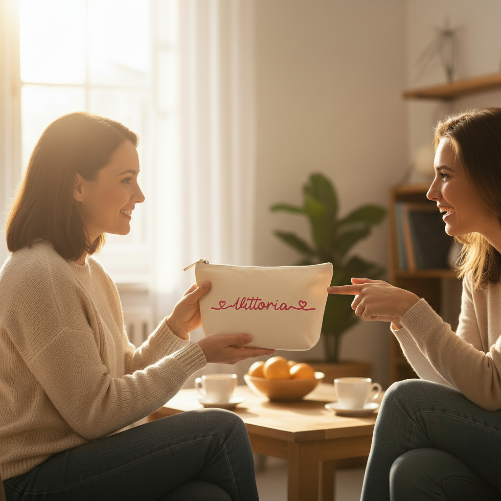 Pochette in cotone organico personalizzabile idea Regalo Natale - Be Brave Boutique