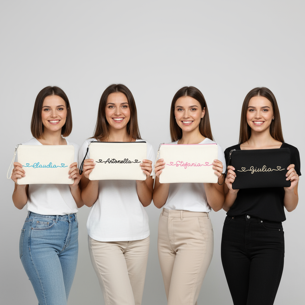 Pochette in cotone con anello da polso e zip colorata - Be Brave Boutique