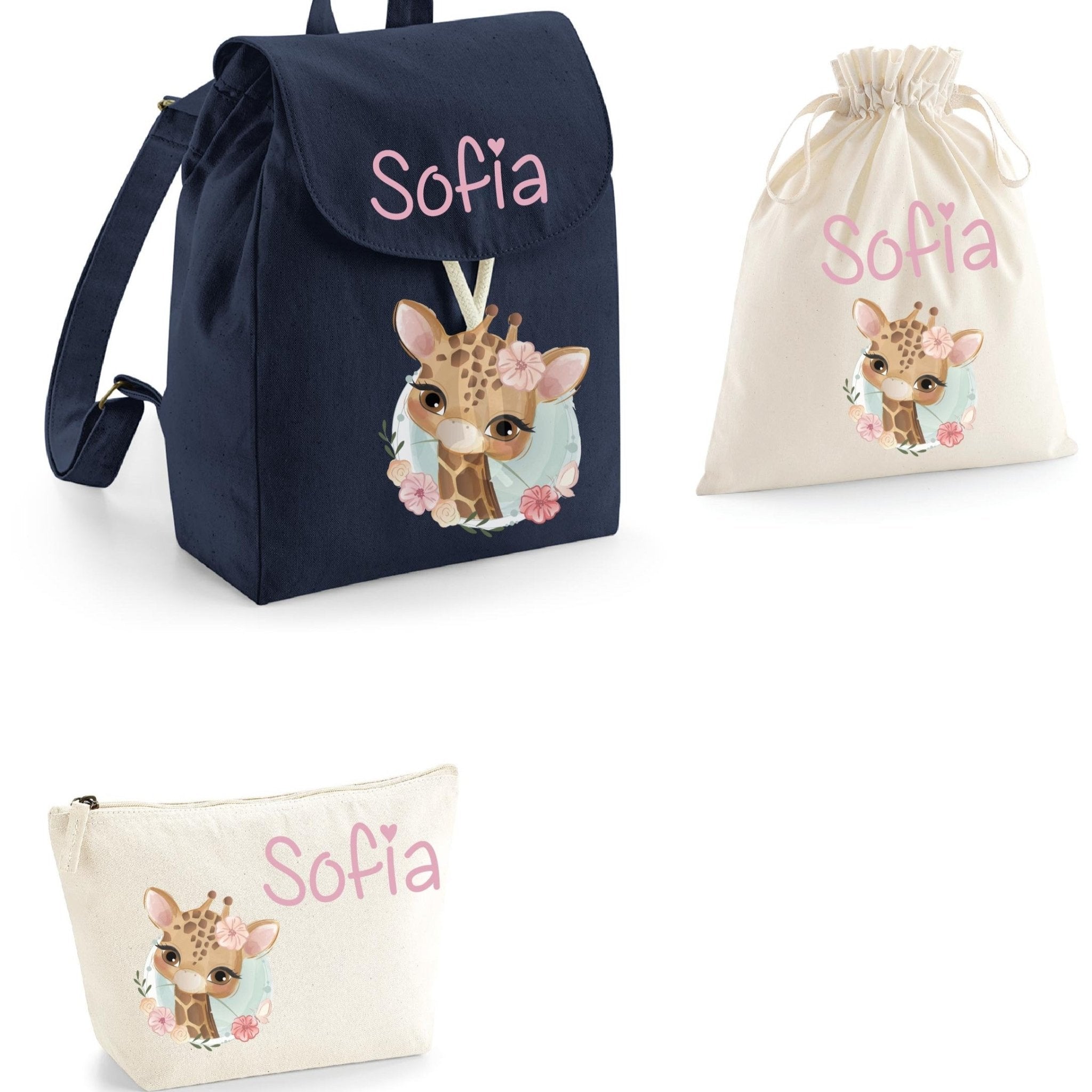 Set asilo Mini Zaino, Sacchetto cambi e beauty Giraffa - Be Brave Boutique