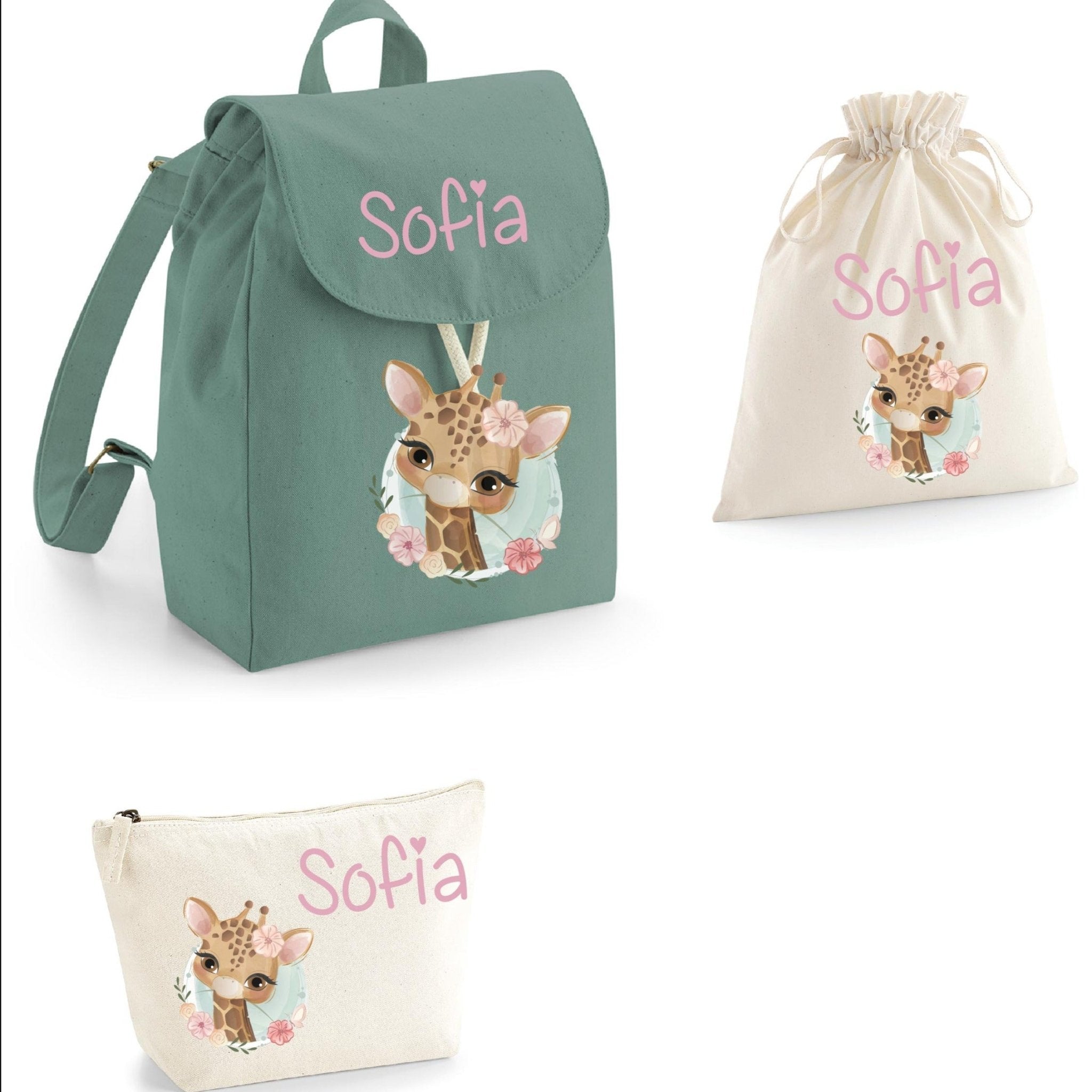 Set asilo Mini Zaino, Sacchetto cambi e beauty Giraffa - Be Brave Boutique