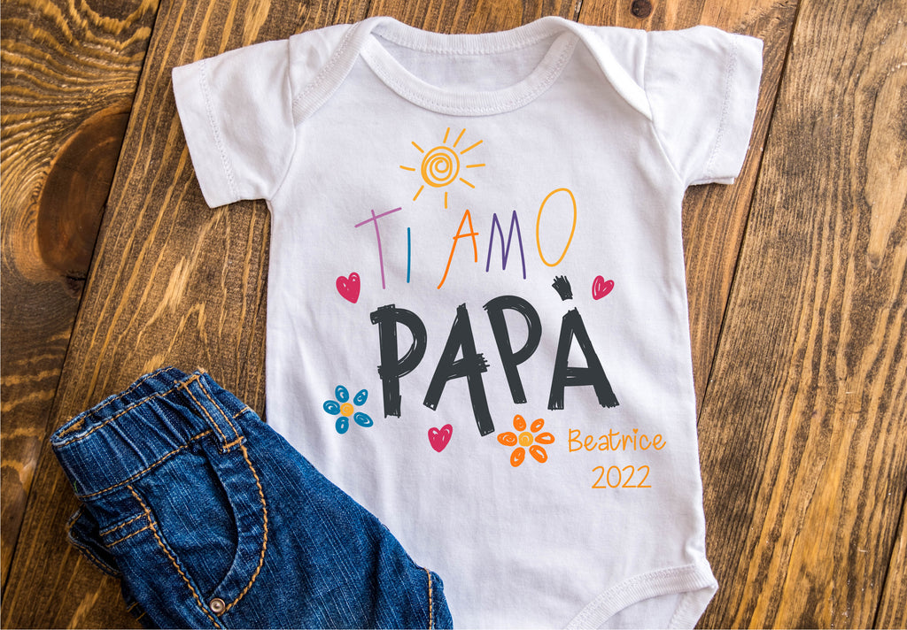 Body in 100% cotone Festa del Papà 2022 personalizzabile "Ti amo Papà" - Be Brave Boutique
