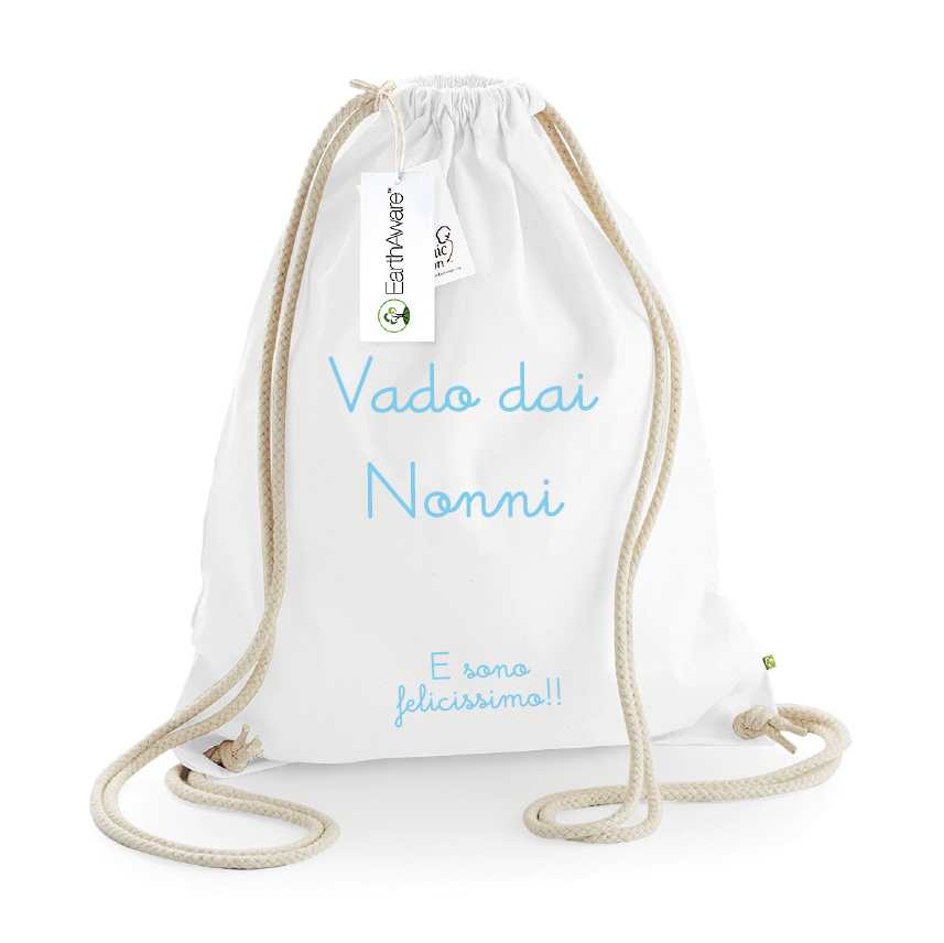 Sacca/zaino in cotone per bambini vado dai nonni - Be Brave Boutique