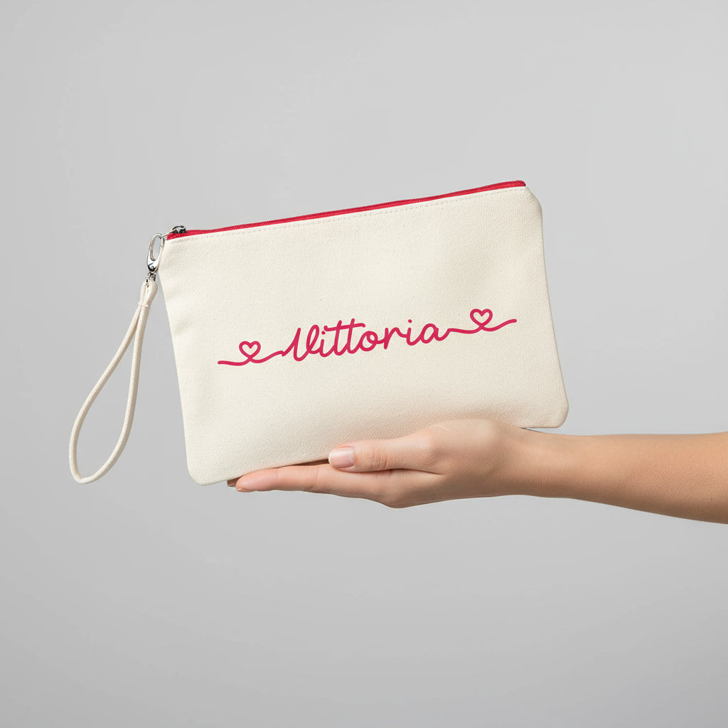 Pochette in cotone con anello da polso e zip colorata - Be Brave Boutique